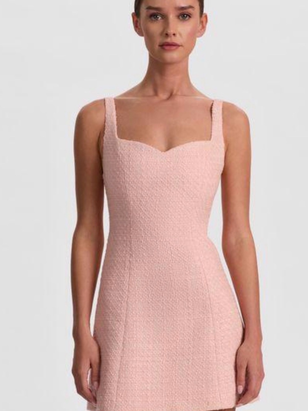 Alice + Olivia Pale Pink Textured Sweetheart Mini Dress